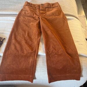 Anthropologie Maeve Burnt Orange Corduroy cropped wide leg pants